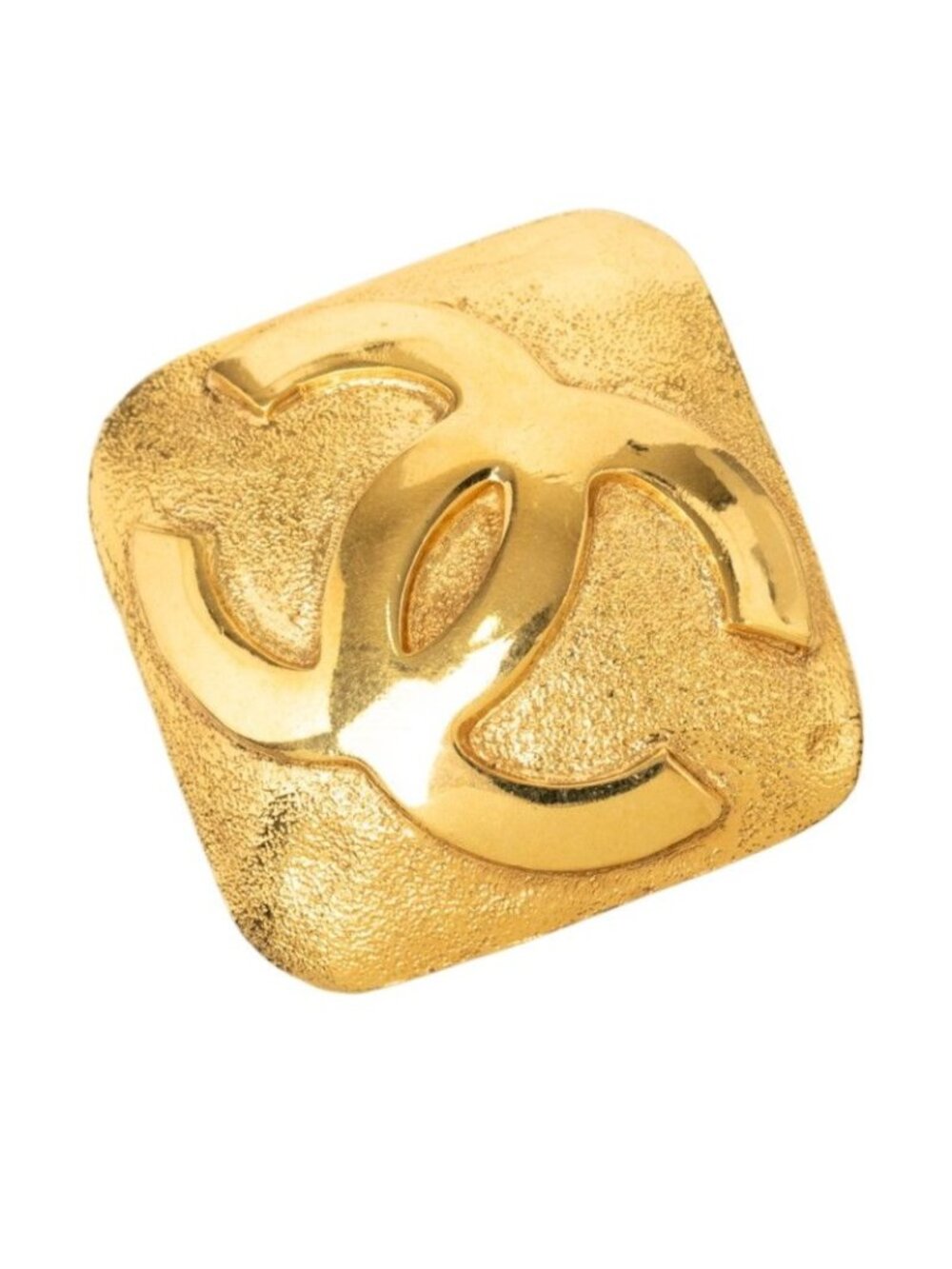Chanel CC Logo Diamond Motif Vintage Brooch 29 Gold Plated